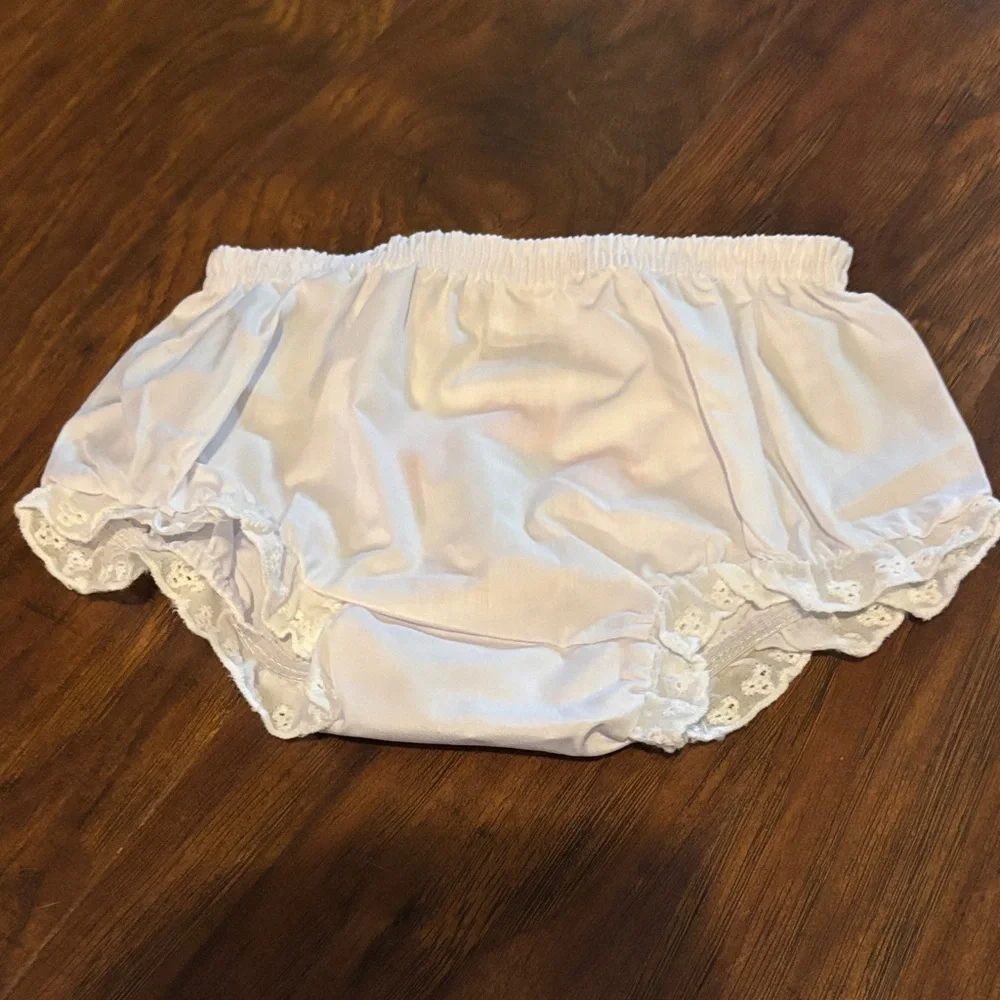 Charming White Floral Embroidered Diaper Cover